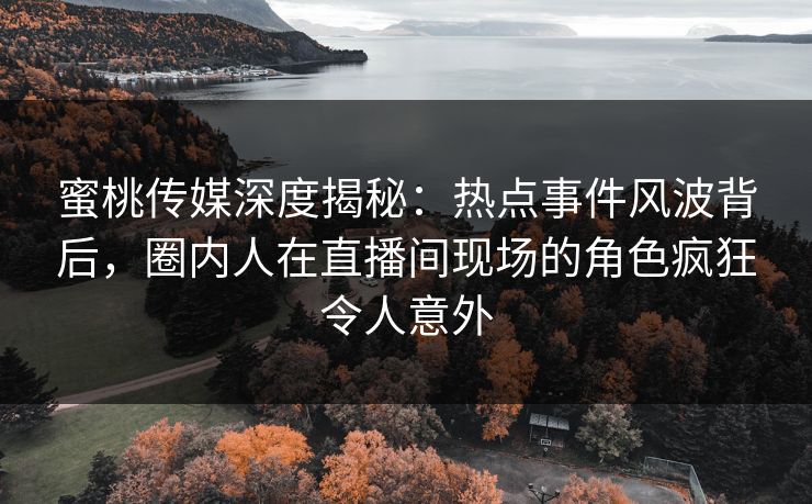 蜜桃传媒深度揭秘：热点事件风波背后，圈内人在直播间现场的角色疯狂令人意外